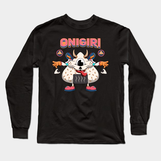 Onigiri Cartoon Character Long Sleeve T-Shirt by Kumilism